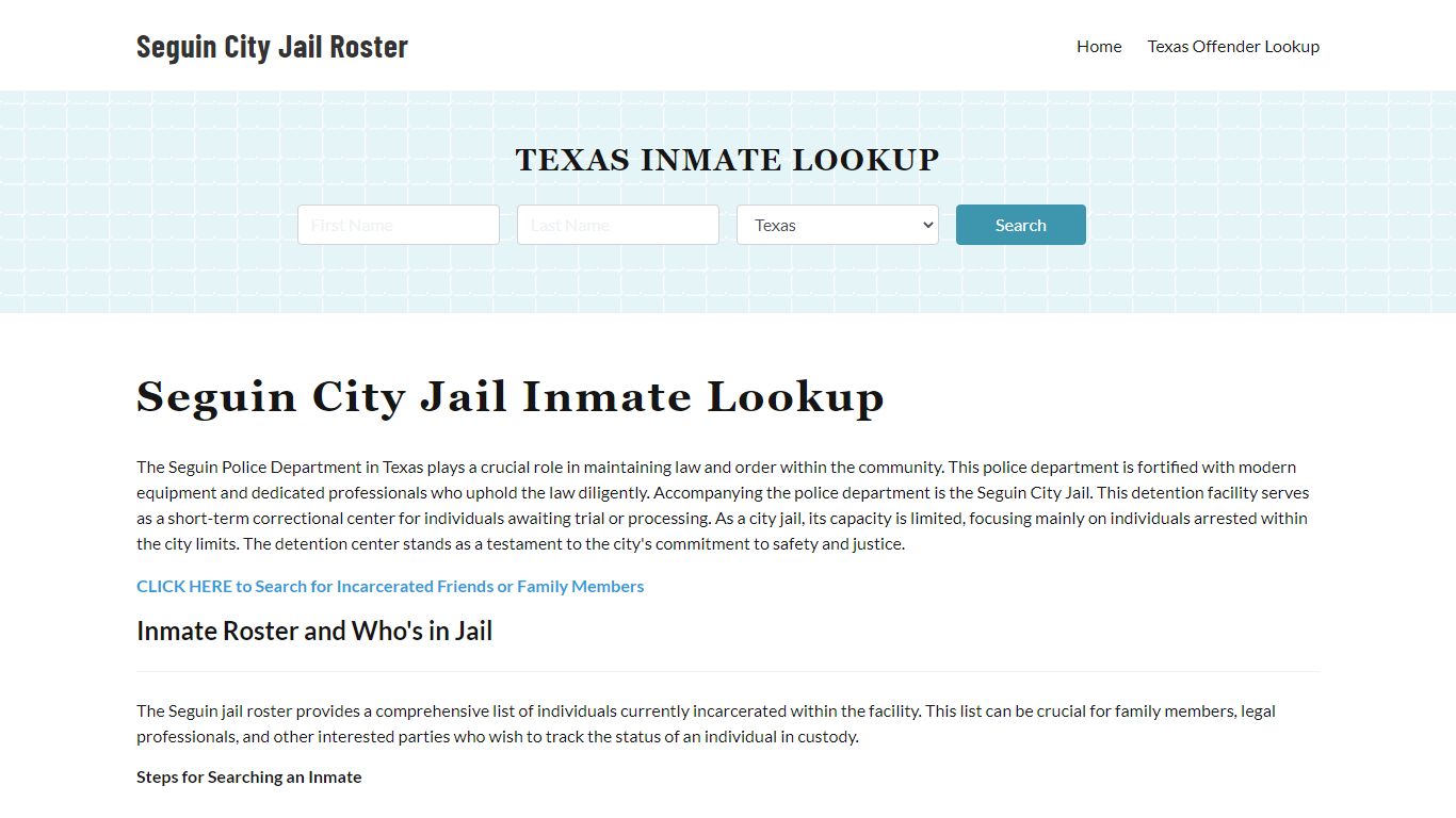 Seguin Police Department & City Jail, TX Inmate Roster, Arrests, Mugshots
