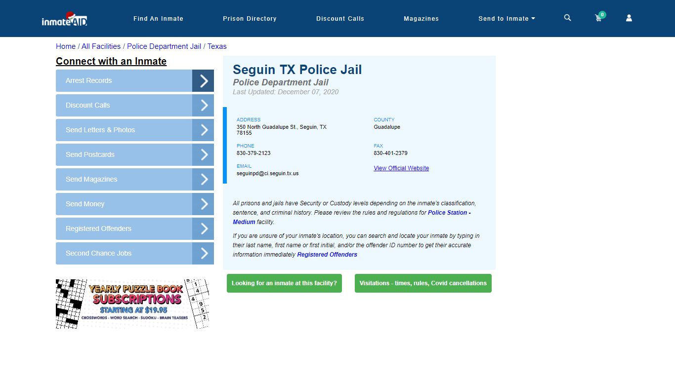 Seguin TX Police Jail & Inmate Search - Seguin, TX
